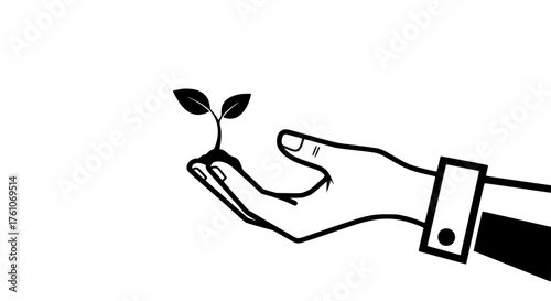Hand Holding a Growing Plant Sapling Symbolizing Growth