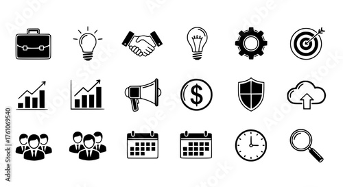 Business and Finance Icons Collection for Strategic Planning and Growth