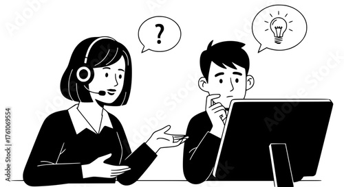 Customer Support Representative Helping a Client Solve a Problem