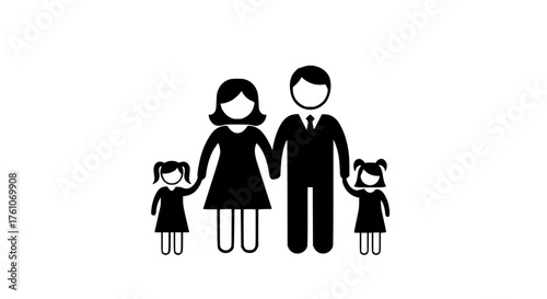 Happy Family With Two Daughters Holding Hands