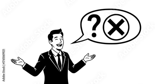 Man confused between right and wrong choices presentation