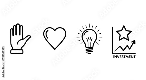 Icon Symbols Representing Stop Love Idea Growth Investment Success