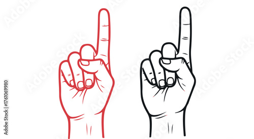 Two hands pointing index finger up isolated on transparent background