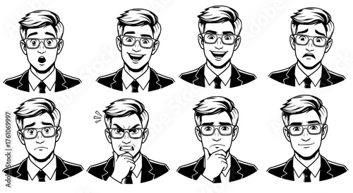 Collection of Businessman Facial Expressions and Emotions