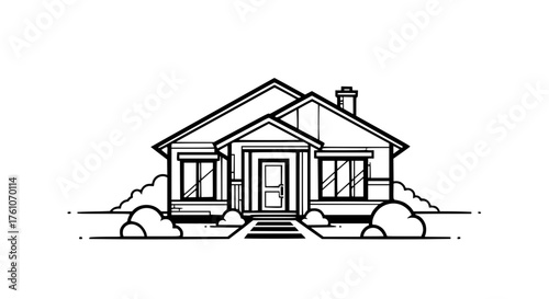 Charming Suburban House With Landscaped Yard and Pathway