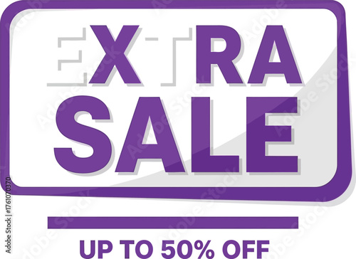 Special extra sale announcement with up to 50 percent off discounts for promotional offers flat design vector illustration isolated on transparent background