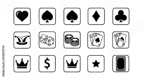 Collection of Gambling and Card Game Icons
