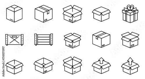 Set of shipping and packaging boxes icons isometric view