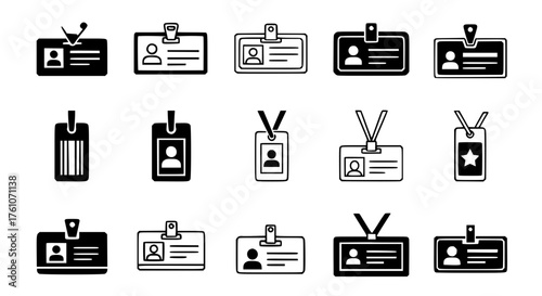 Collection of Employee and Visitor Identification Card Icons