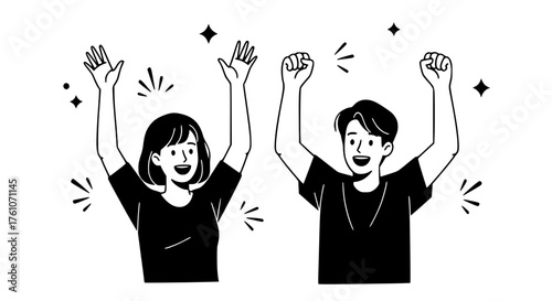 Excited people celebrating victory and success