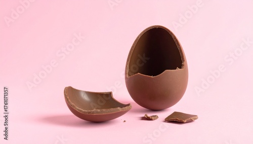 chocolate easter egg with pink background 