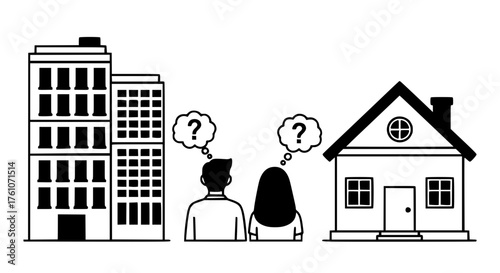 Couple Deciding Between Apartment Living and House Ownership