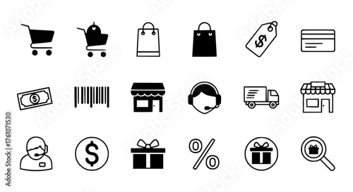 Collection of Shopping and E Commerce Icons for Online Business
