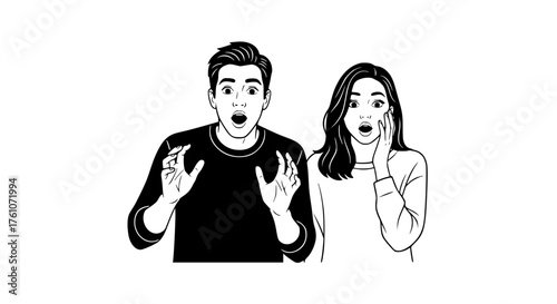 Surprised Young People Wide Eyed Shocked Expression