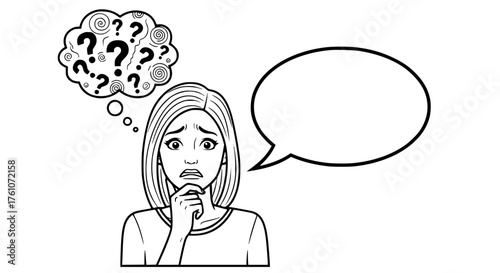 Confused Woman Thinking About Many Questions