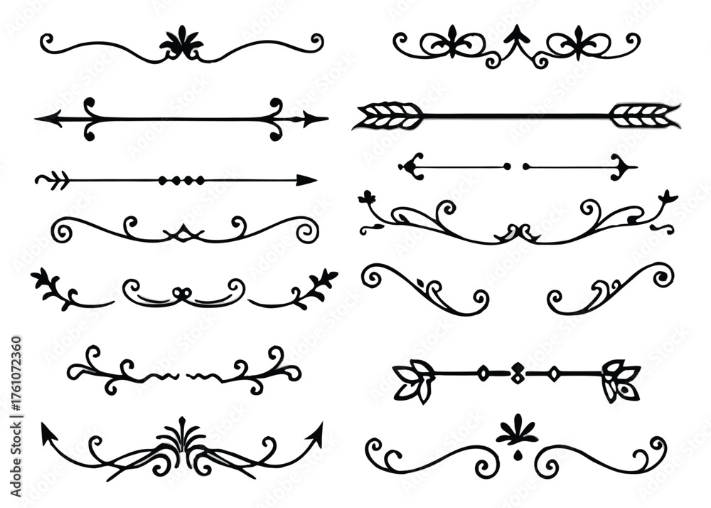 Obraz premium Vector art of collection of decorative dividers
