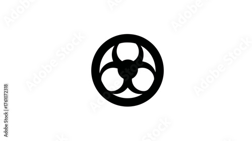 Black biohazard symbol icon illustration. Warning sign for biological danger, infectious risk, or hazardous materials. Safety concept.