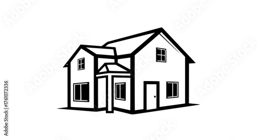 A Simple Hand Drawn Sketch of a Two Story House