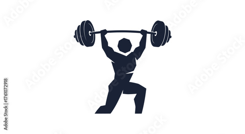 Silhouette of a weightlifter lifting a barbell overhead in a dynamic pose.
