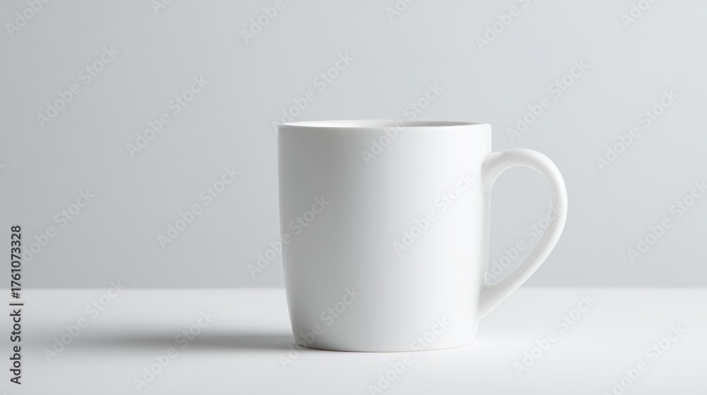 Fototapeta premium Plain white mug, simple white backdrop