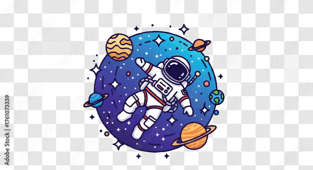 Fototapeta premium Weightless zero gravity outline icon vector 