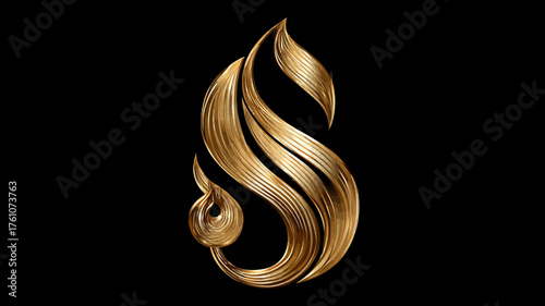 Luxurious golden abstract art with elegant flowing lines, a premium design element on a dark background.
