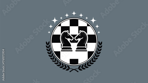 Elegant chess knights emblem for strategic thinking businesses or game developers, showcasing intellect, competition, and classic design, ideal for branding