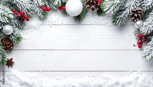christmas background with fir branches and balls