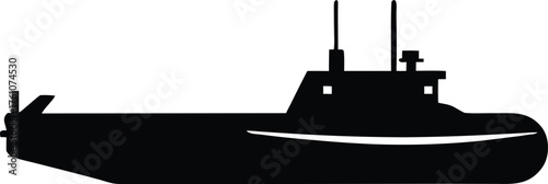 Underwater boat silhouette. Navy or military ship vector graphic