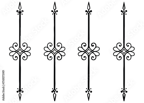 Vector art of four vertical decorative dividers