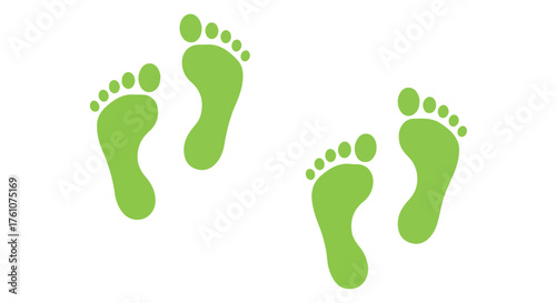 Two pairs of green footprints on a transparent background, isolated on transparent background
