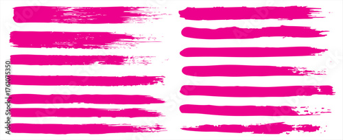 Grunge brushes. Paintbrush sketch strokes, pink splash distress texture and paint daub. Rough ink stain and calligraphy element vector set. Illustration sketch grungy shape, modern