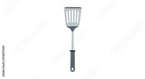 Gray Slotted Spatula with Handle for Cooking and Kitchen Use.