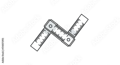 Detailed Hand-Drawn Folding Ruler with Measurement Markings.