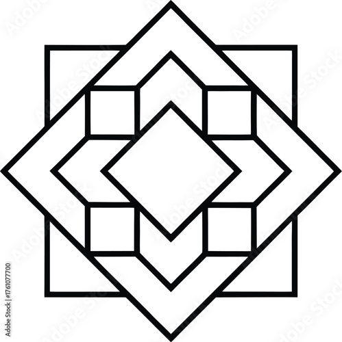Moroccan tile inspired geometric coloring design illustration on transparent background