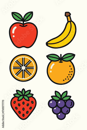 Fruits and vegetables - thin line web icon set. Outline icons collection. Simple vector illustration.