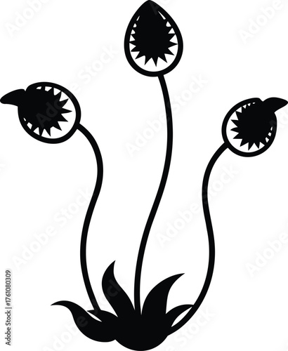 Rare carnivorous plants with surreal fantasy twist illustration on transparent background