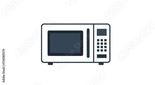 White Microwave Oven with Dark Screen and Control Panel.