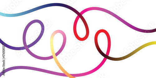 Vibrant gradient ribbons dance across a clean white backdrop, offering a modern and playful touch for your creative projects or branding needs