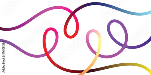 Vibrant gradient ribbons dance across a clean white backdrop, offering a modern and playful touch for your creative projects or branding needs