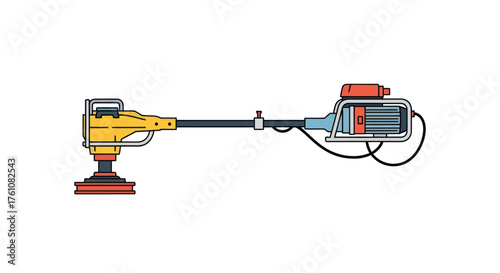 Floor Sanding Machine with Yellow Casing and Red Sanding Pad.