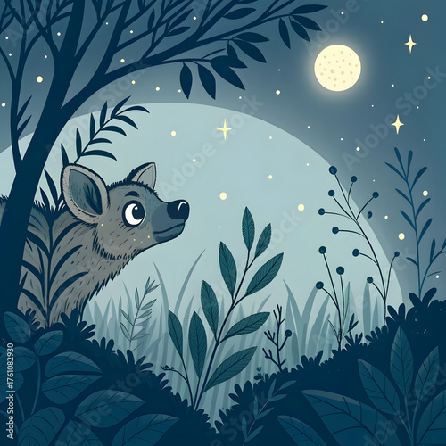 vector illustration of a night landscape
