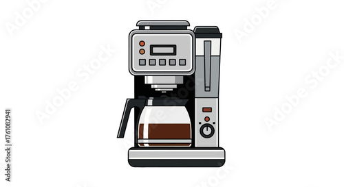 Modern Automatic Drip Coffee Maker with Glass Carafe.