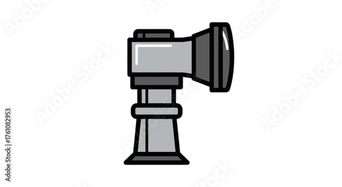 Cartoon Illustration of a Gray Otoscope Medical Instrument.