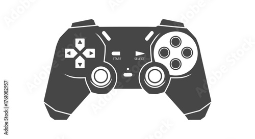 A sleek modern video game controller with a directional pad and analog sticks.