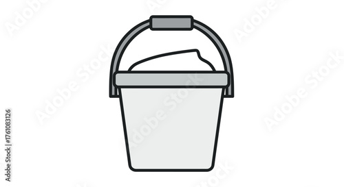 Simple illustration of a white bucket filled with a light-colored substance.