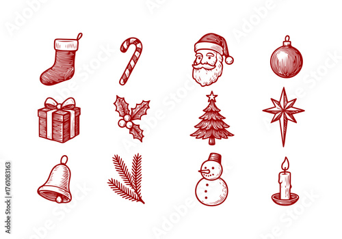 Christmas Set of Vector Hand Drawn Illustration Asset for by AZ for UI/UX, Books, Design and Decoration Asset