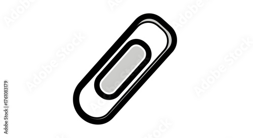 Black and White Paperclip Illustration with Gray Interior.