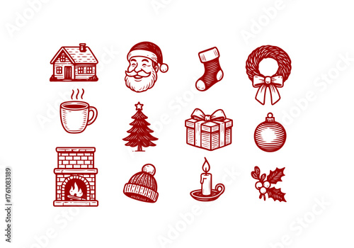Christmas Set of Vector Hand Drawn Illustration Asset for by AZ for UI/UX, Books, Design and Decoration Asset