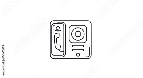 Simple Line Art Icon of a Doorbell Intercom System.